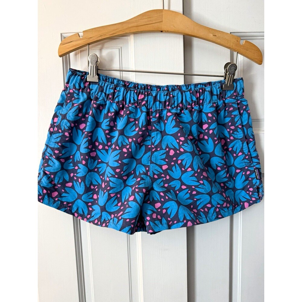 Patagonia Barely Baggies 2.5" Shorts Womens M Pollen Confetti Dolomite Blue PCDO